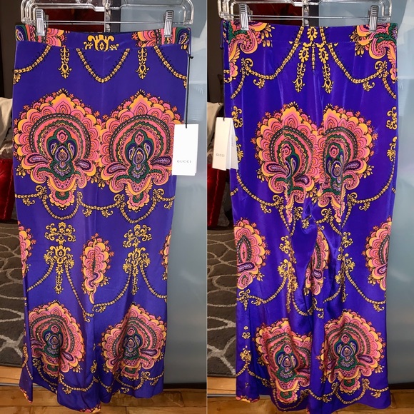 GUCCI Printed Silk Wide Leg Pants - Picture 4 of 8